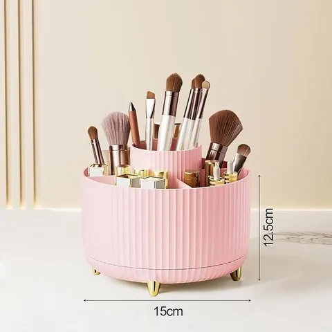 360 Degree Rotating Makeup Brush Holder, 5-Slot (Pink)