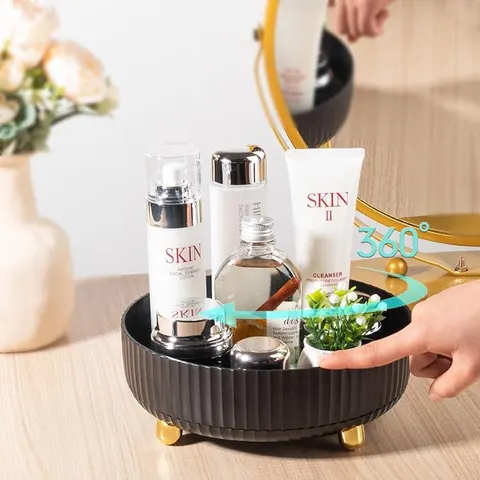Rotating Perfume & Skincare Organizer Tray (Black)
